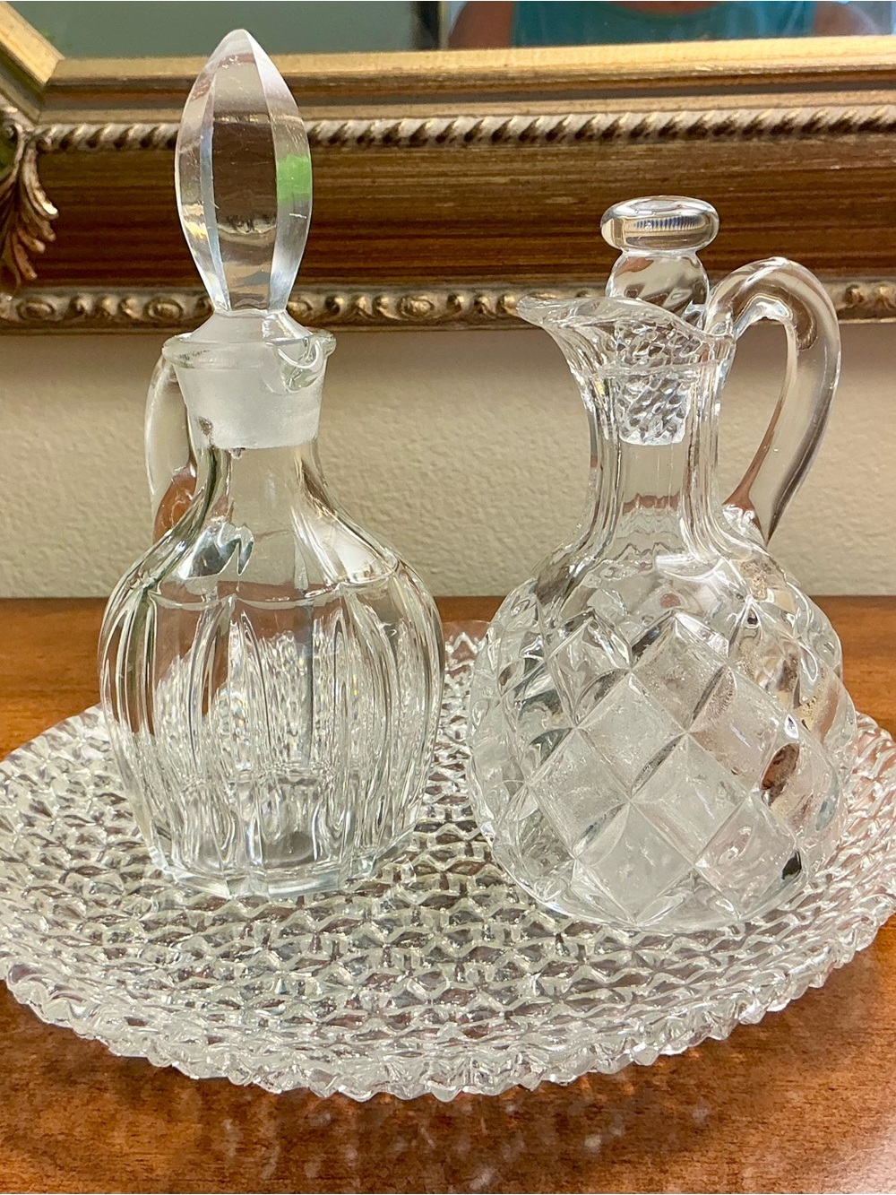 Hostess Set! Eclectic Antique Charm! 5 Piece Cruet Set